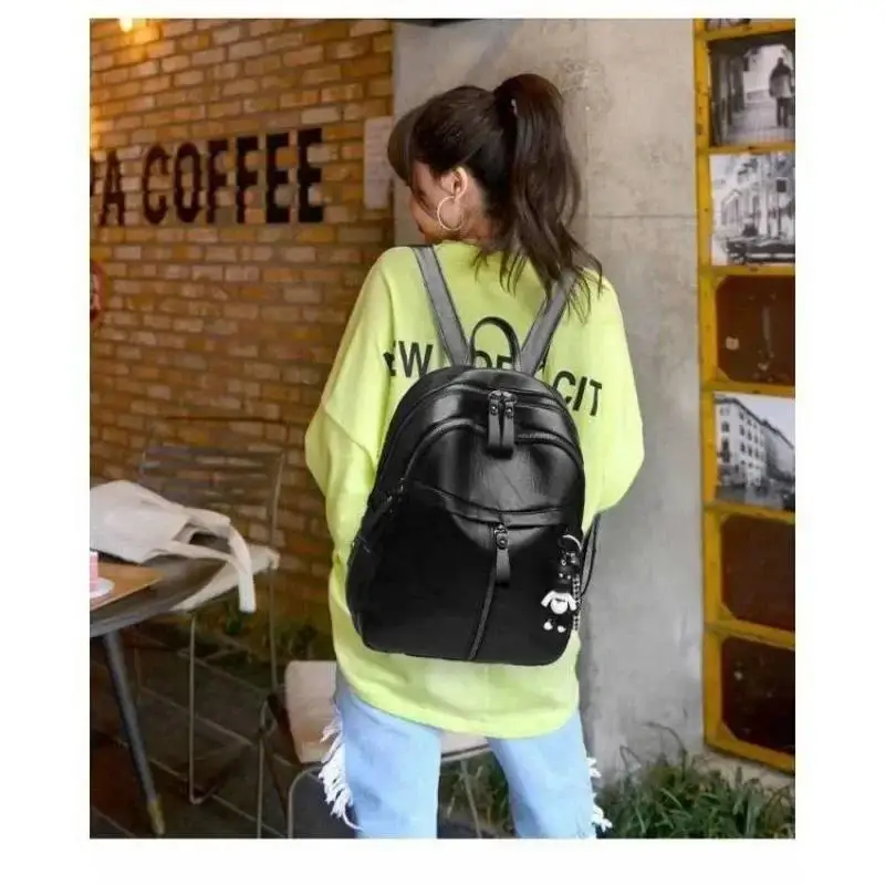 Women PU Leather Backpack Purse Cross Shoulders Daypack Ulti-Function Small School Bags Gift