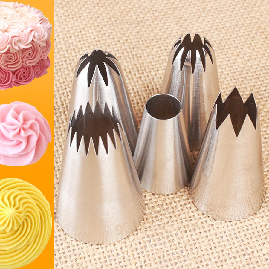 

5Pcs/Set Round Stainless Steel Piping Tips Cake Pastry Cookie Cream Nozzles Icing Piping Cake Decorating Tools Pastry Nozzle