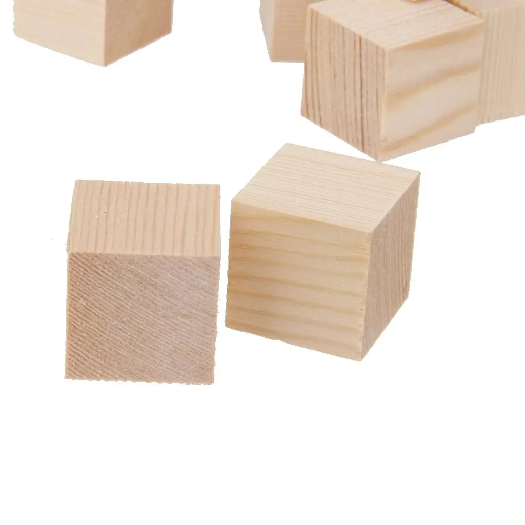 Bloques de cubos de madera con formas sin terminar, 10 Uds., para álbum de recortes, manualidades para niños, 25mm