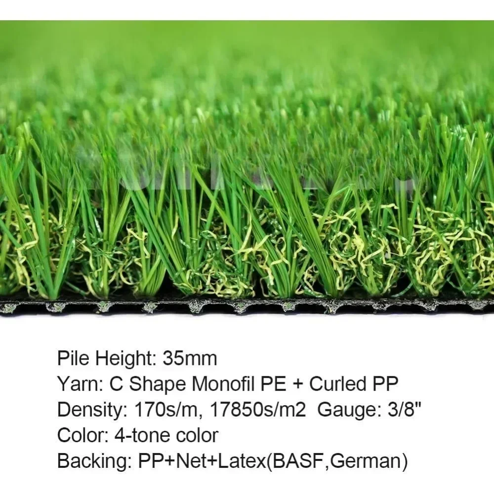 Thick Fake Grass Rug 6 FT x 12 FT  Indoor Outdoor Garden Lawn Landscape Synthetic Turf Mat - Artificial Lawn Rug