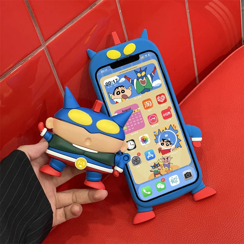 New 3d Cartoon Crayon Shin-Chan Anime Anime Peripheral Phone Case Cute Silicone Plus Creative Couple Anti Fall Kawaii Gift