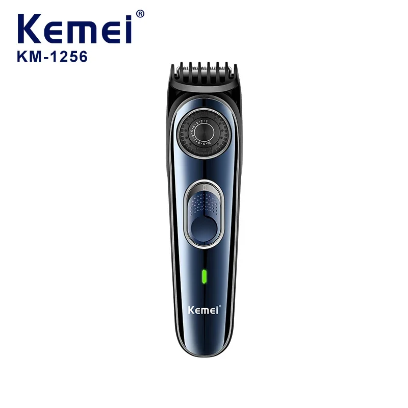 Kemei 1256 Cordless Adjustable Hair and Beard Trimmer For Men Electric Professional Hair Clipper Rechargeable Haircut Machine