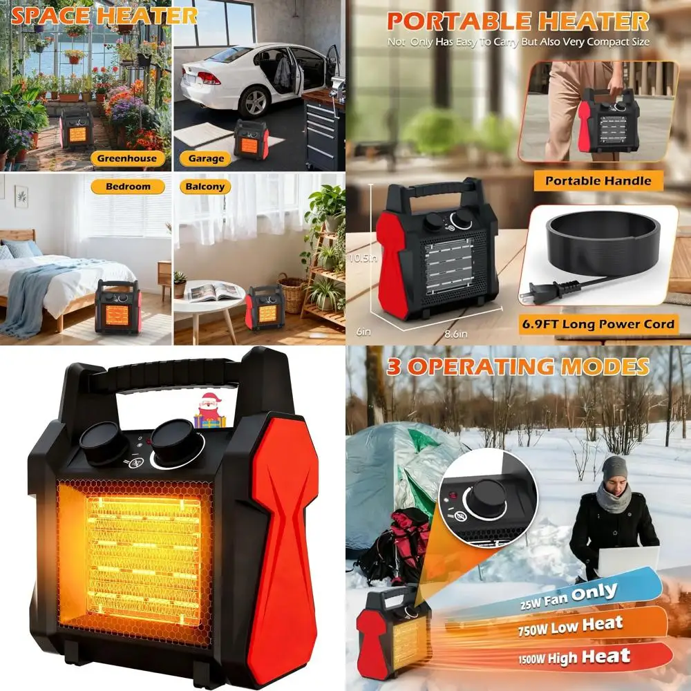 

1500W Portable Electric Patio Heater with Overheat Protection for Indoor and Outdoor Use