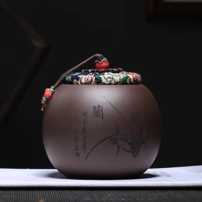 Purple Clay Tea Jar Sealed Tea Storage Tin Moisture-proof Pu 'Er Tea Box Caddies Coffee Container Canister Sealed Storage Jar