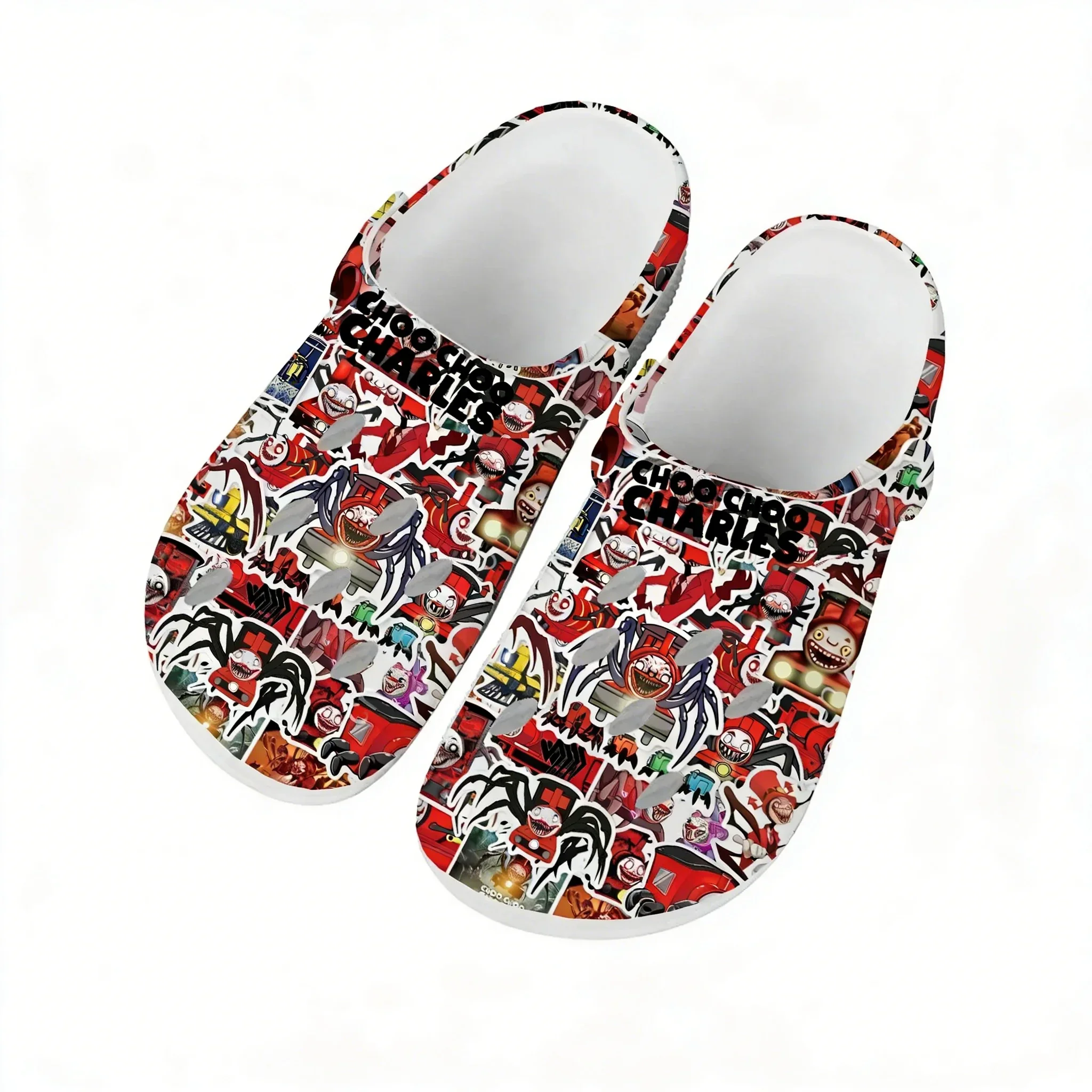 Zapatos de agua Choo-Choo Charles para hombre y mujer, cómodos y a la moda, zuecos para el hogar y el jardín, sandalias personalizadas, zapatillas de playa transpirables con orificios