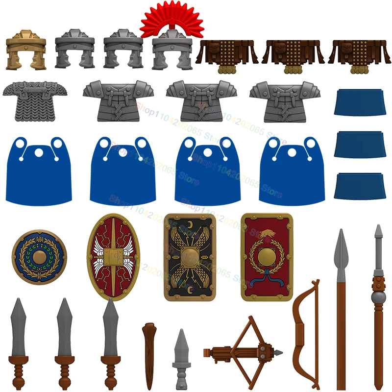 

MOC Medieval Military War Action Figure Heavy Infantry Accessories Shields Weapons models Building Block Toys for Children Gifts
