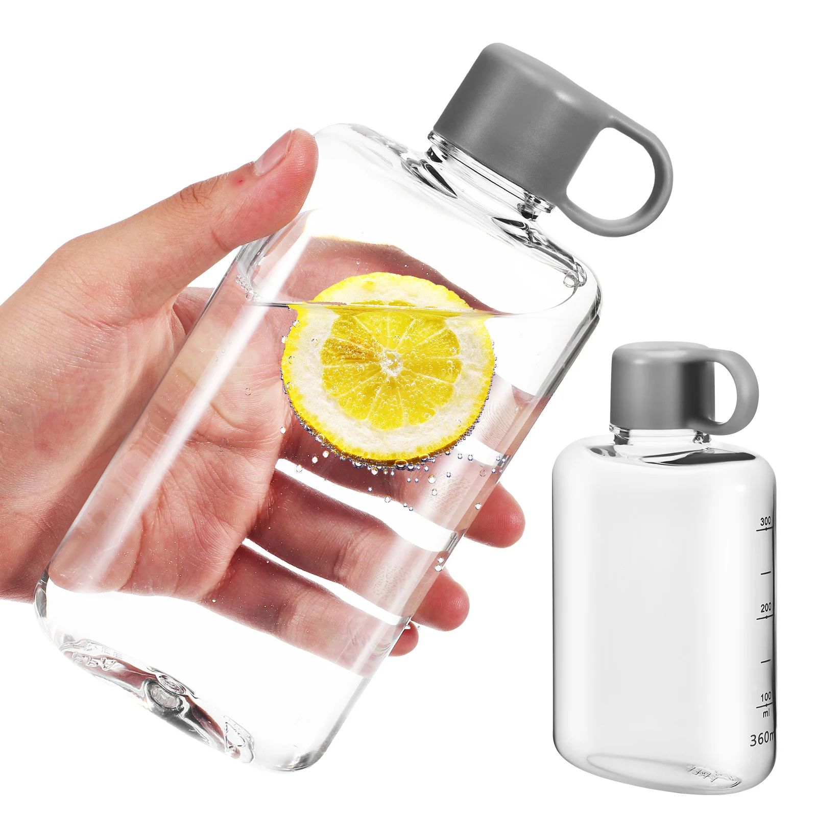 2Pcs Flask Water Bottle Transparent Bpa-Free Portable Leak-Proof for Travel Gym Sports Outdoor Fitness Hydration