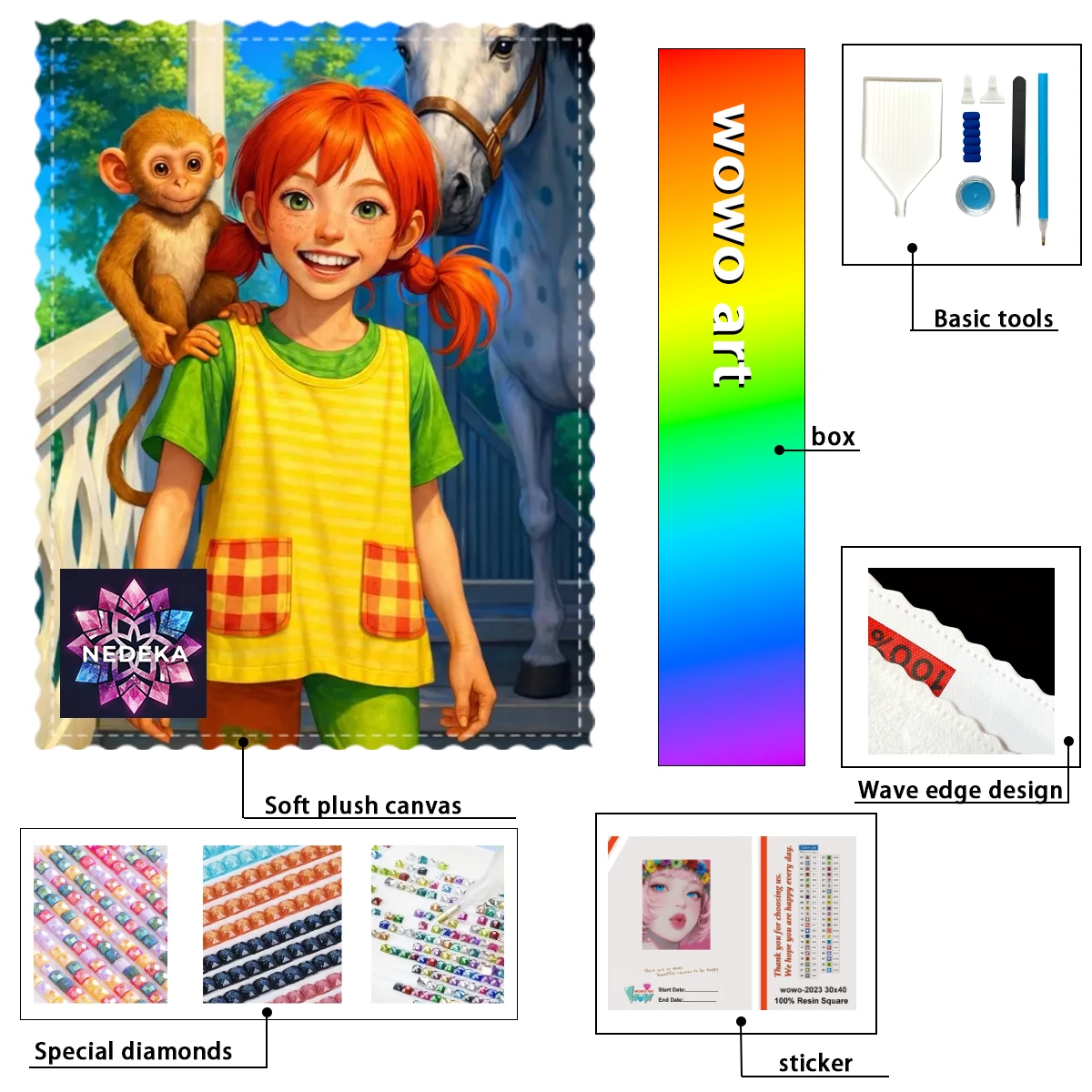 

【NEDEKA_ Diamond Art】Маленькая обезьянка и девочка в желтой одежде. Кристаллы AB, стразы FD, идеальные стразы из смолы.