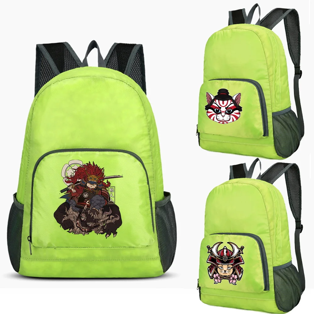 

Foldable Backpack for Women's Men Ultralight Sports Mountaineering Rucksack Samurai Print Outdoor Pack Travel Portable Organizer