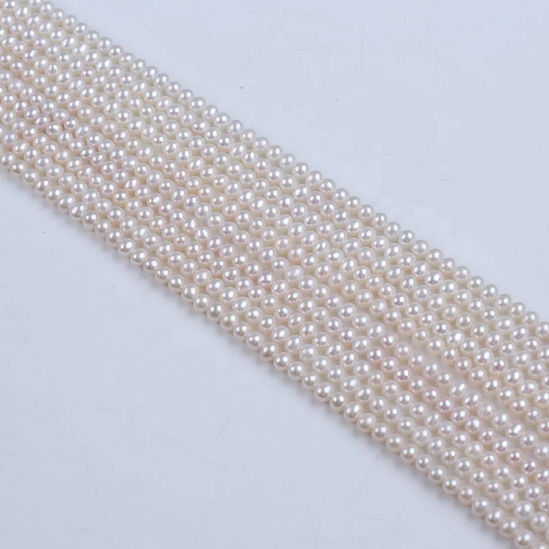 Wholesale 4-4.5mm natural white freshwater akoya round pearls beads strand for jewelry making