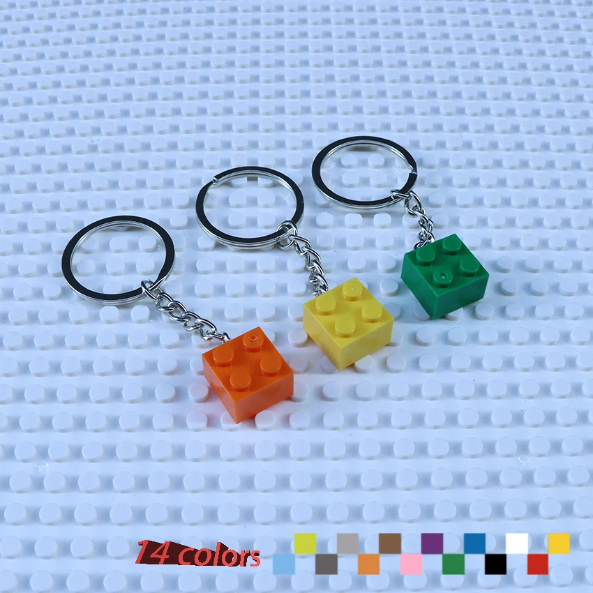 DIY Building Blocks Key Chain Hanging Ring Bricks Accessories Keychain Creative Brick 2x2  Compatible All Brands Toys 3003