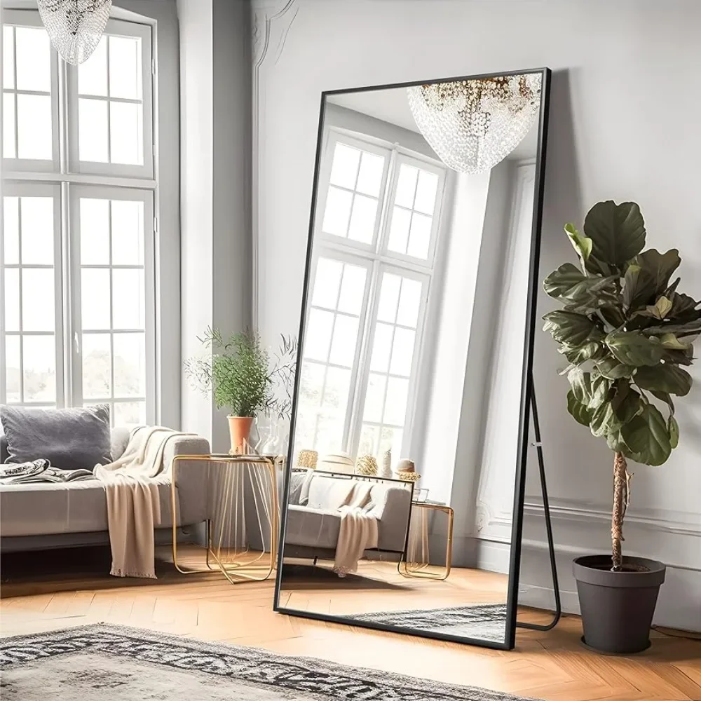 

Full Body Mirror With Aluminum Alloy Thin Frame Black 65"x22" Freight Free Living Room Furniture Home