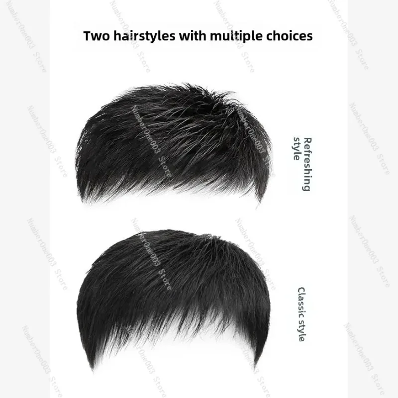 Men’s Short Hair Wig Full Real Hair Lightweight Breathable Weaving Top Hair Replacement
