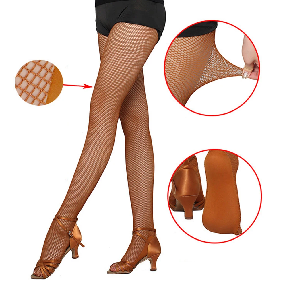 

Professional Mesh Tights Latin Dance Fishnet Stockings Competition Special Hard Yarn Elastic Pantyhose Non Slip Oxford Socks S-L
