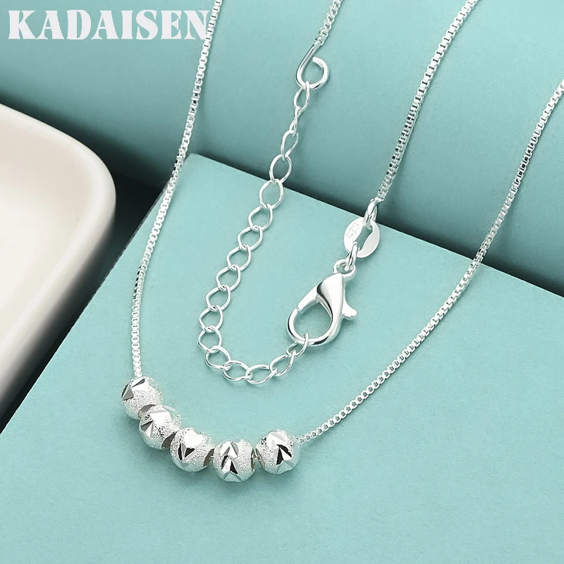 

Hot Fine New 925 Sterling Silver Fine Lucky Beads Chain Necklace For Women Man Fashion Wedding Party Jewelry Gift
