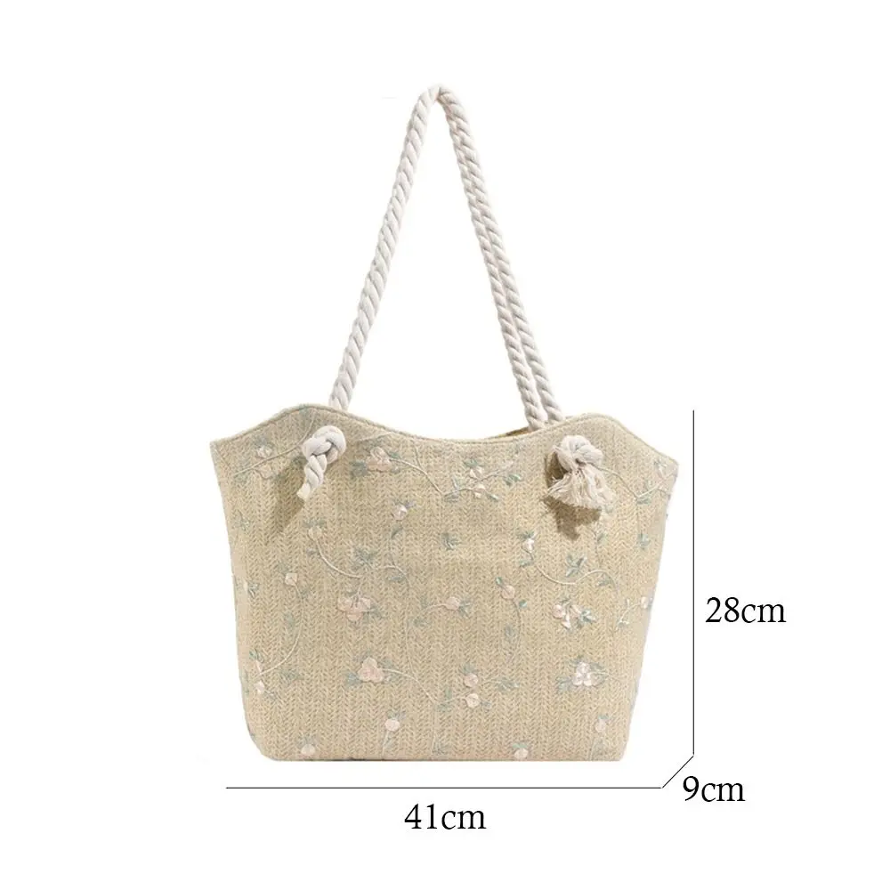 Cute Woven Straw Bag Handmade Braid Rattan Tote Bag Large Capacity Handbag Summer Beach