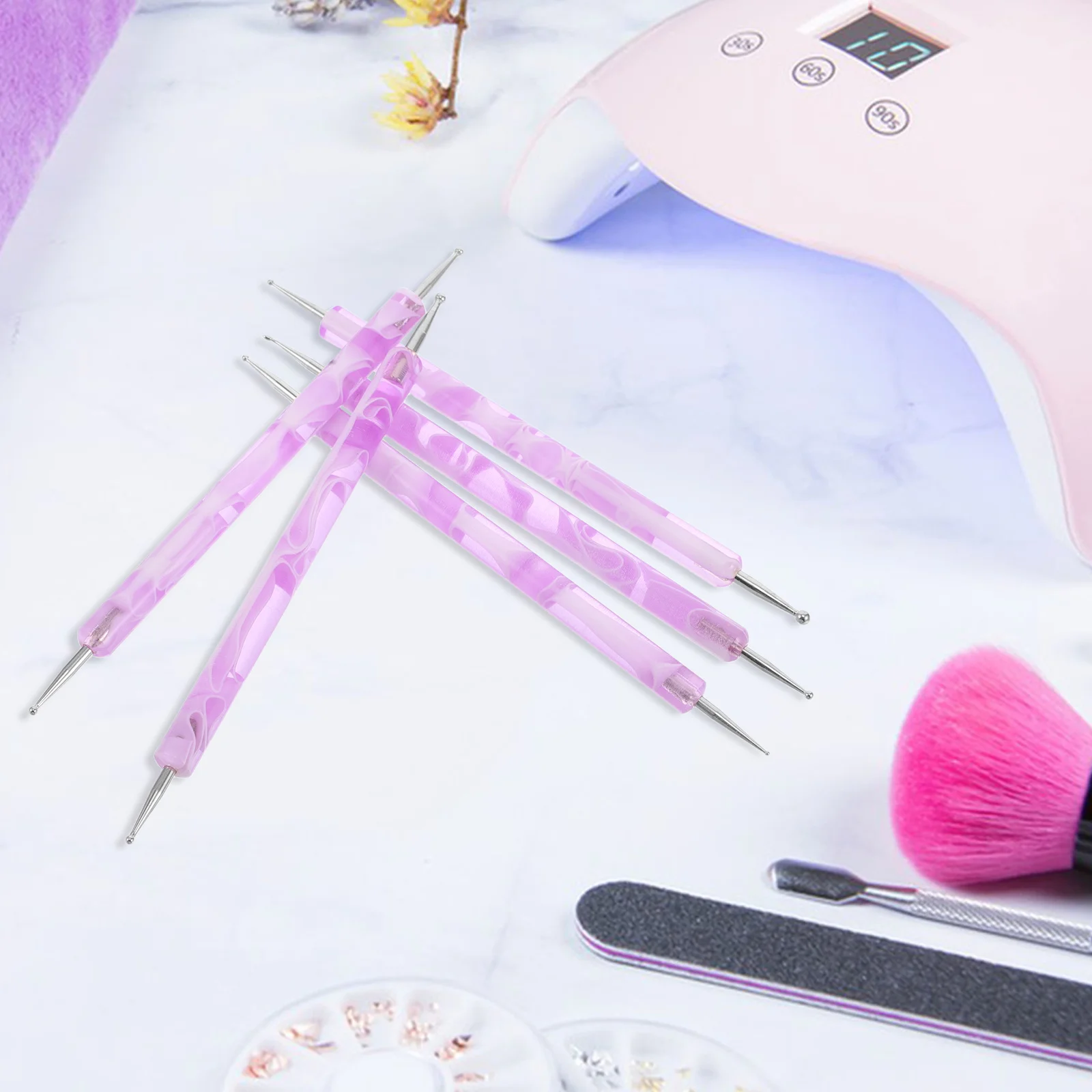 Conjunto de canetas pontilhadas para arte em unhas, 5 peças, ponta dupla, kit de ferramentas de decoração de unhas, faça você mesmo, acessórios de arte de manicure, ferramentas pontilhadas