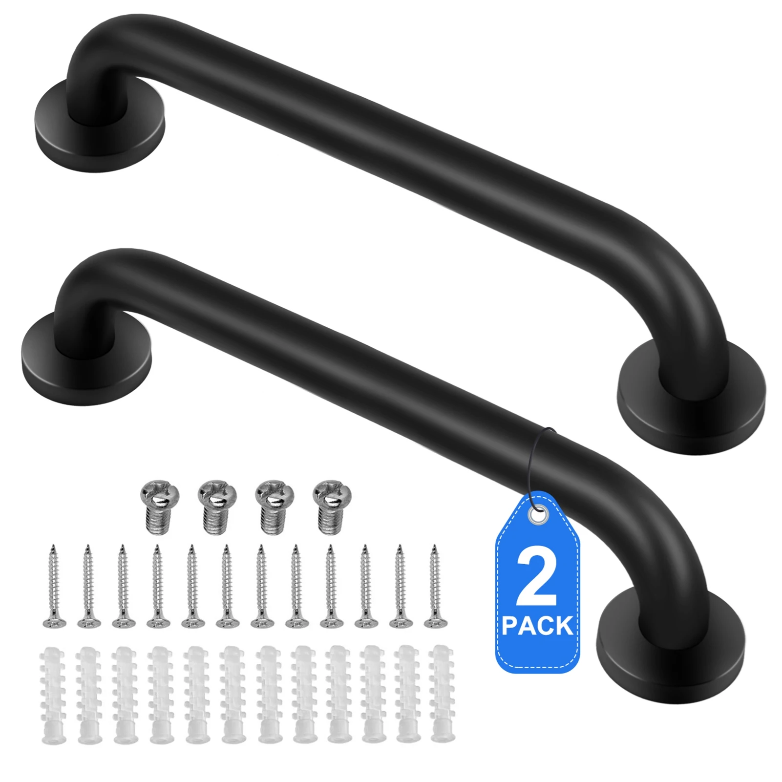 2Pcs Bath Grab Bar 304 Stainless Steel Fall Prevention Multipurpose Shower Handle For Bathroom Safety Grab Bar 18 Inch Black