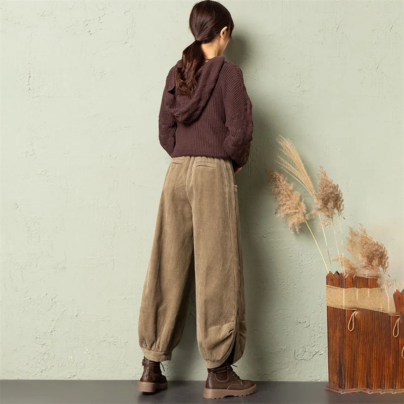 Pantalones de pierna ancha de pana Y2K para mujer, pantalones de fregado de cintura alta de Color sólido, pantalones de pierna recta de moda, otoño e invierno, nuevo, 2024