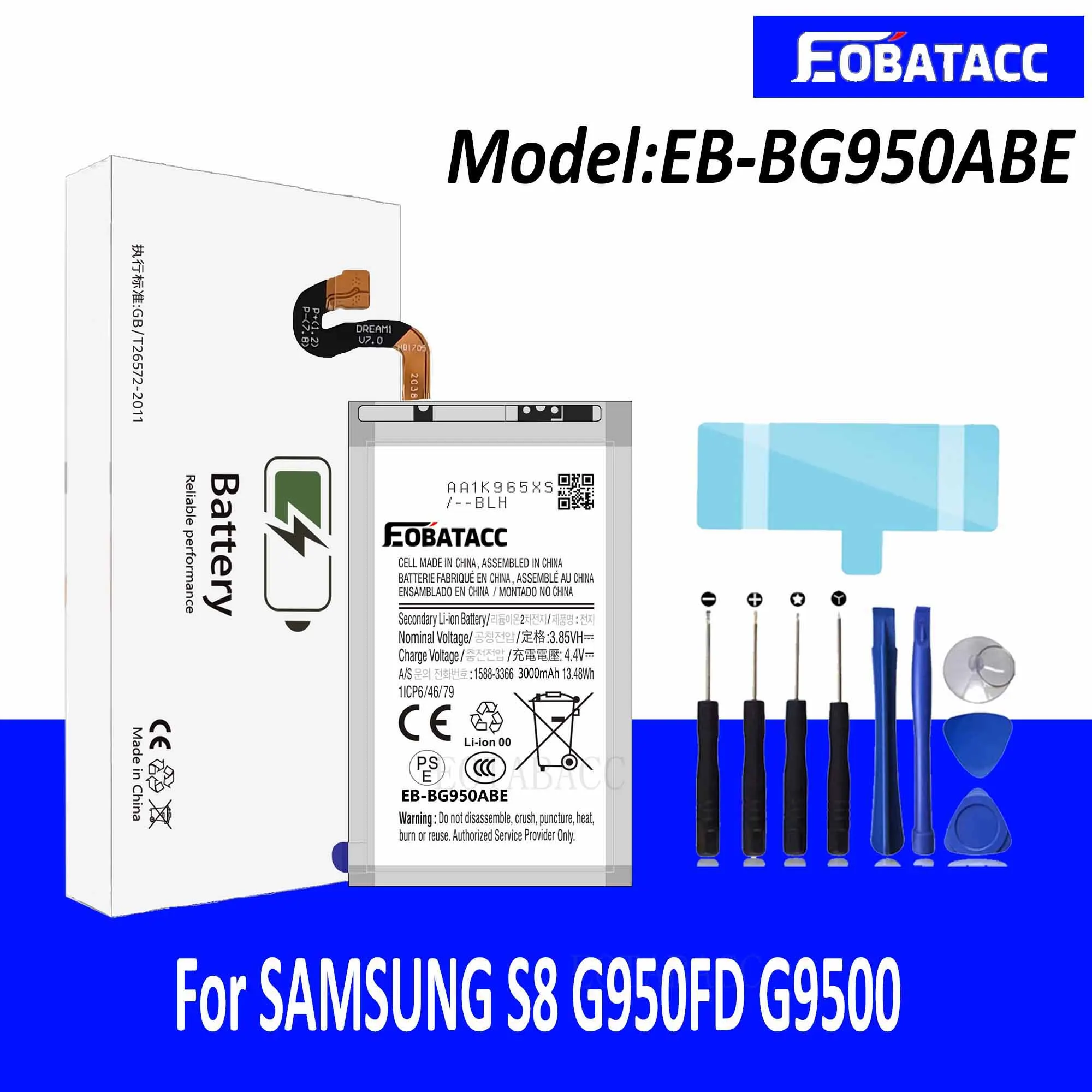 

EOTABACC 100% New High Quanlity Battery EB-BG950ABE For Samsung S8 G950FD G9500 Battery +Tools