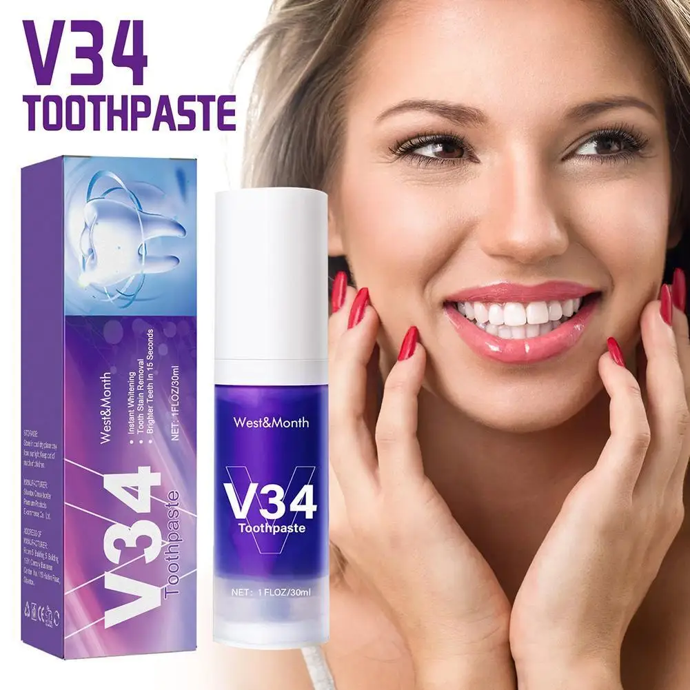 Purple Tooth Cleansing Mousse Plaque Smoke Stains Removal Dental Remove Men Toothpaste Odor Refreshing Women Oral Whitening W8I6