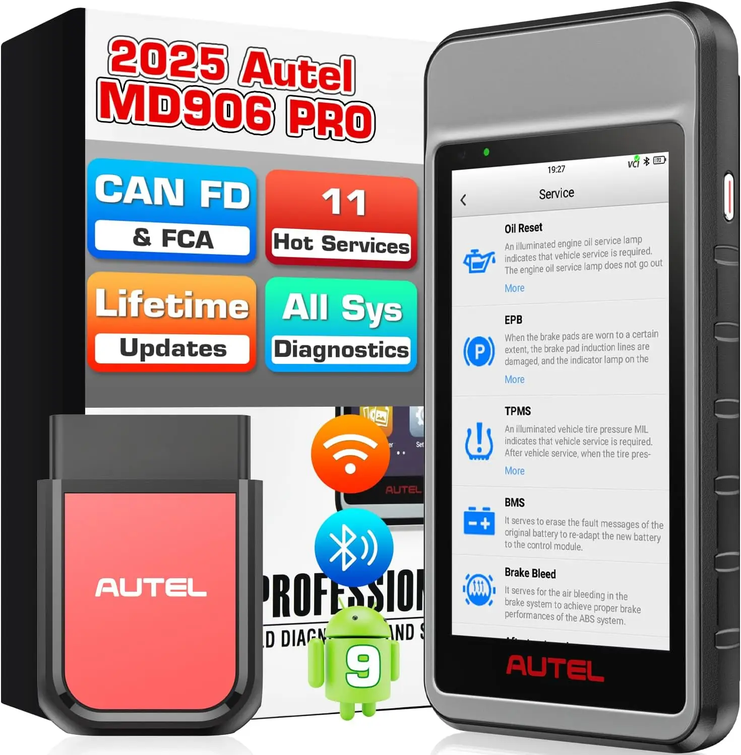 Autel MaxiDiag MD906 PRO أدوات الماسح الضوئي التلقائي أداة تشخيص السيارة قارئ رمز Obd2 مع ترقية CAN FD من MD806PRO MD808PRO