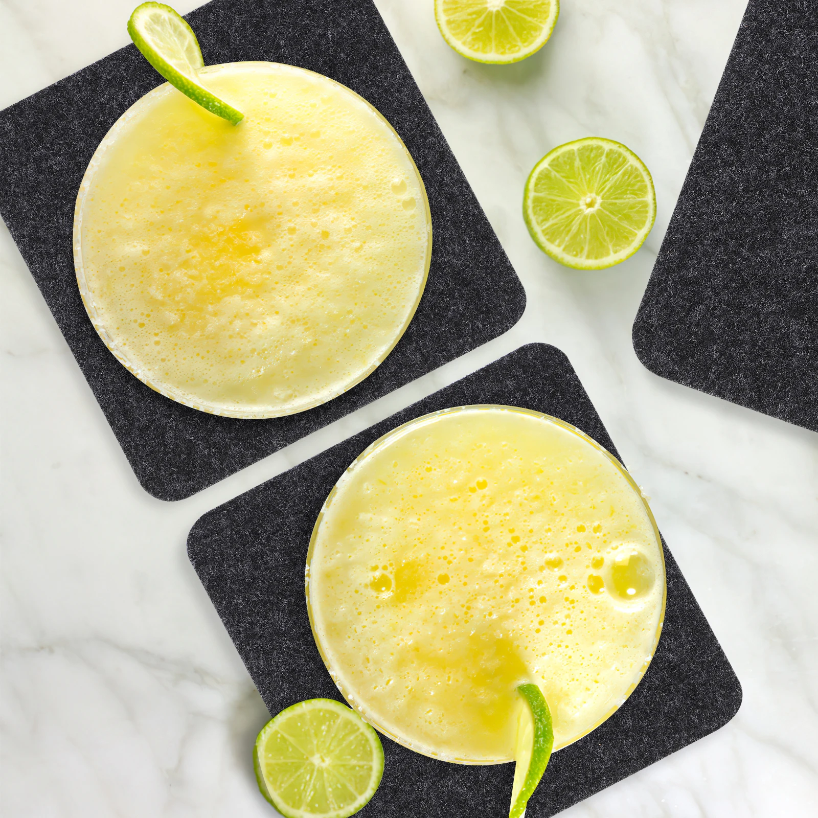 8 pcs Coasters Square Felt Cork Coasters Felt Cork Two Sided Absorbent For Drinks Heat Resistant Table Protection Mats Black