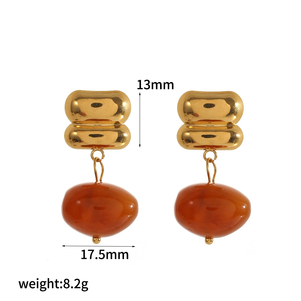 Retro-Ohrringe mit geometrischem Muster aus Kunstharz für Damen, 18 Karat vergoldete Edelstahl-Ohrringe, schlichter Modeschmuck, Geschenk für Mädchen. – Detail 6