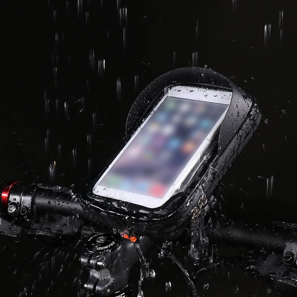 

Bike Handlebar 6 Inch Waterproof TPU Cycling Phone Bag Cycling Bike Phone Bag Storage Pouch Black