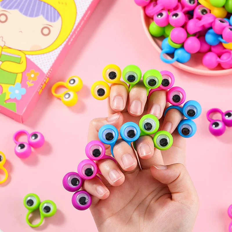 20pcs Wiggle Eyeball Finger Puppet Plastic Rings Toys for Kids Birthday Party Favor Practical Jokes Games Gifts Bag Fillers