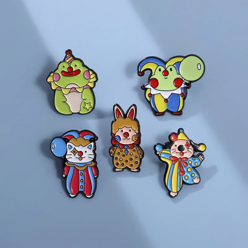 Clown Brooch Cute Cartoon Circus Style Metal Badge Accessories Wholesale Hat Pins for Backpacks Backpack Pin Decorative Brooches