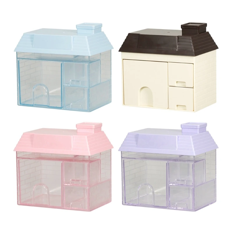 

Clear Square House Storage Box Desktop Stationery Organization Holder for Ruler Pen Cosmetic Makeup Organizer Holder