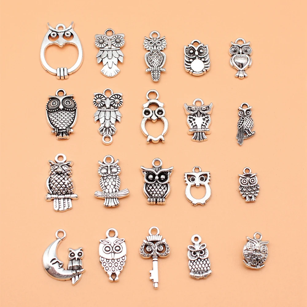 

20pcs/set Owl Charms For Jewelry Making Pendant Diy Crafts Accessories L10224