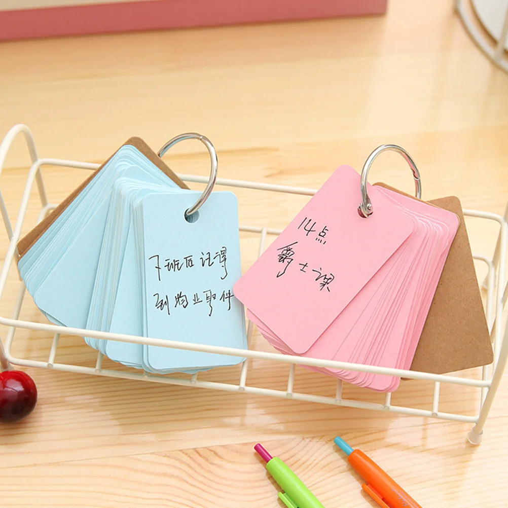 

5 Pcs Card Loose-leaf Book Blank Flash Cards Index with Ring Words Flashcards Memory Binder Small