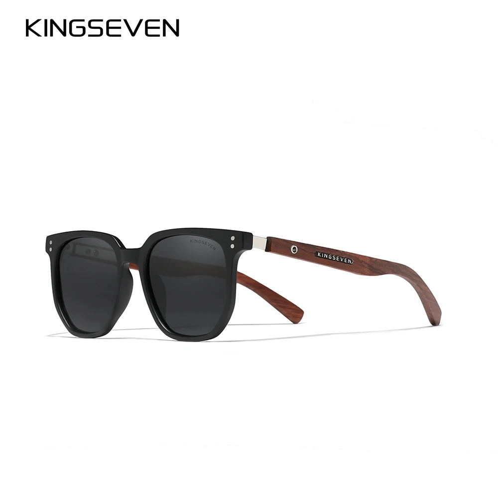 KINGSEVEN 2023 Men\'s Sunglasses Polarized UV400 Optical Lenses Eye Protection Glasses Women Wood Luxury Full Frame Eyewear