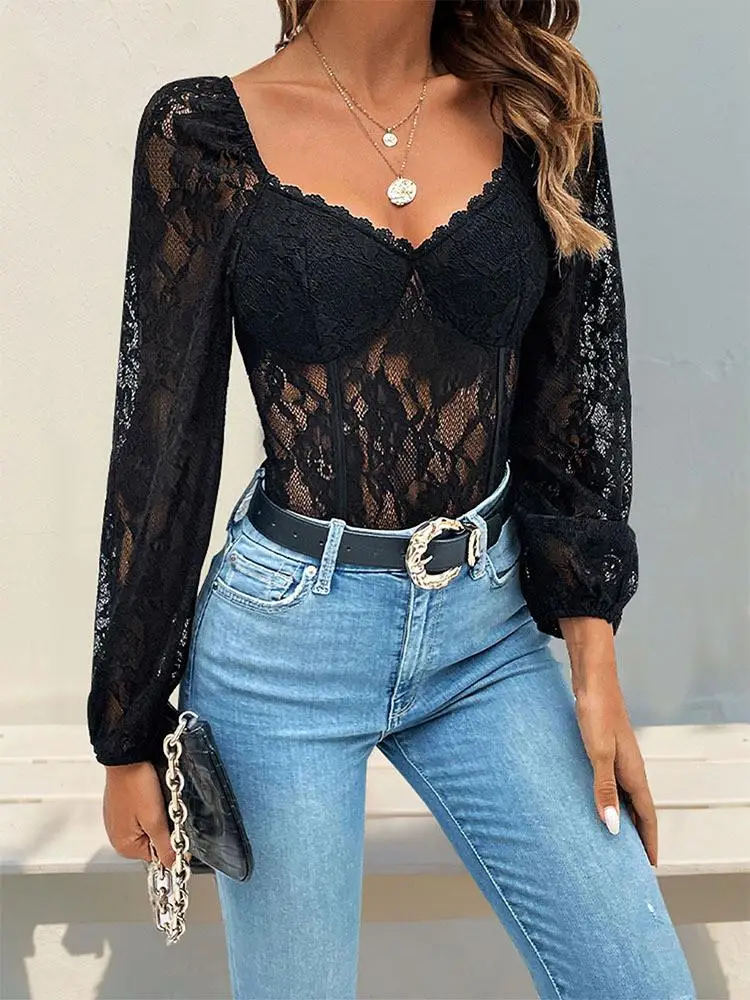 

Сексуальный купальник-комбинезон из кружева с высокой талией и брюками, 96% полиэстер, для женщин