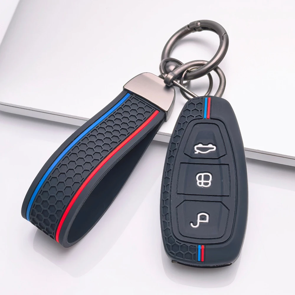 New Silicone Car Key Pack for Ford ST Line Fiesta Focus Mondeo Ecosport Kuga Puma Edge Escape Metallic Accessories