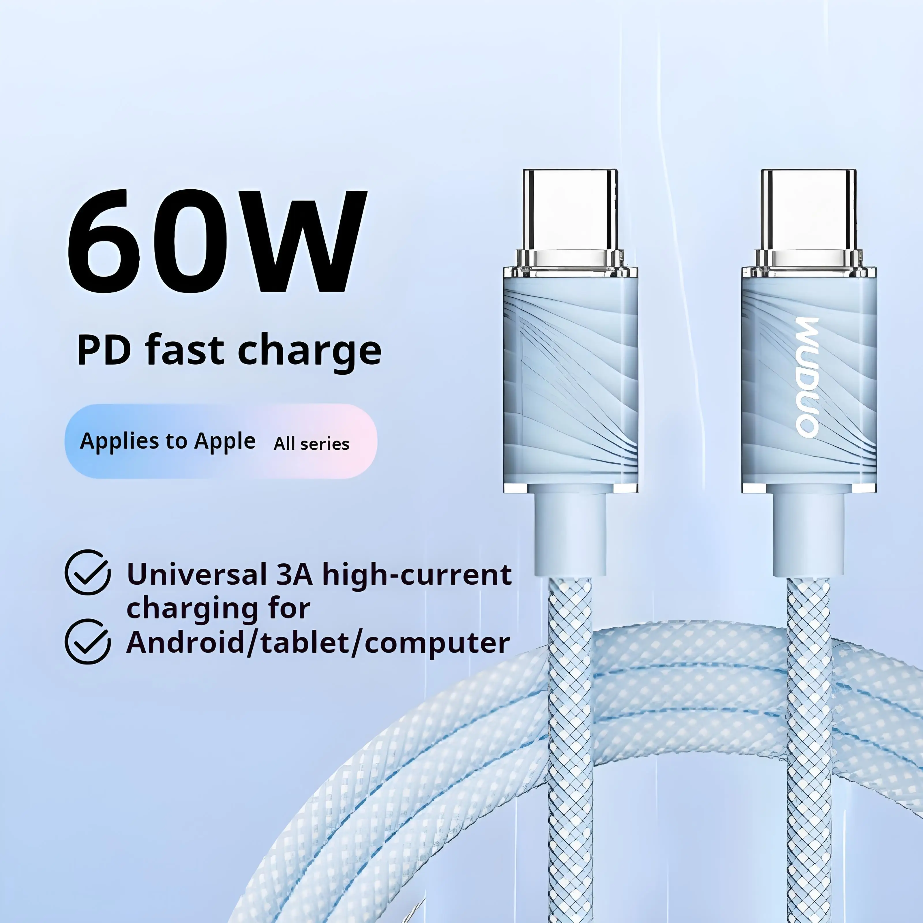Schnellladekabel USB-C-Kabel 60W USB-C zu Typ-C-Kabel für iPhone Xiaomi Huawei Samsung 480Mbps Datenübertragungsleitung