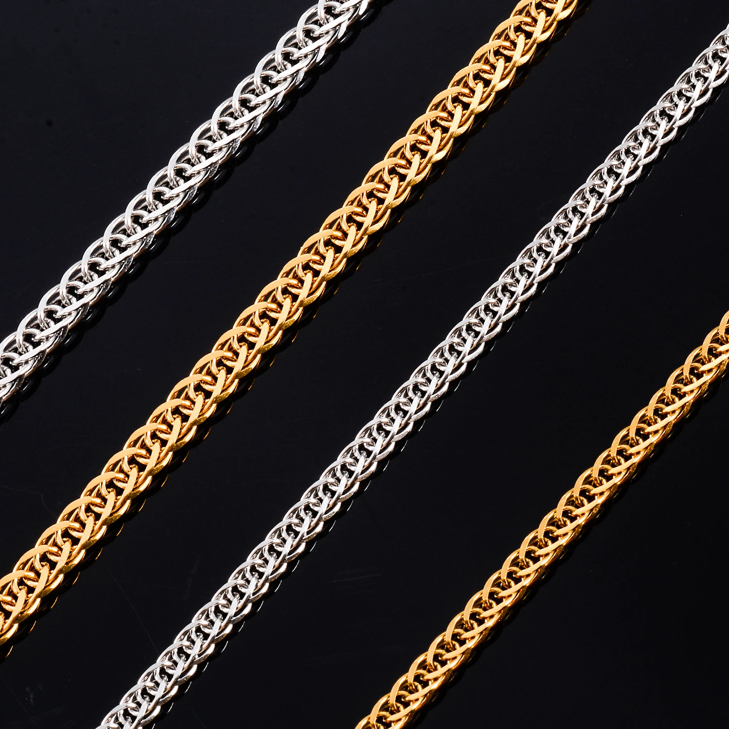 Hip hop 1.5mm/2.2mm/2.5mm/3.4mm Stainless Steel Weave Cuban Link Chain Necklace for Men Women Silver/Gold color 14 to 30 Inches