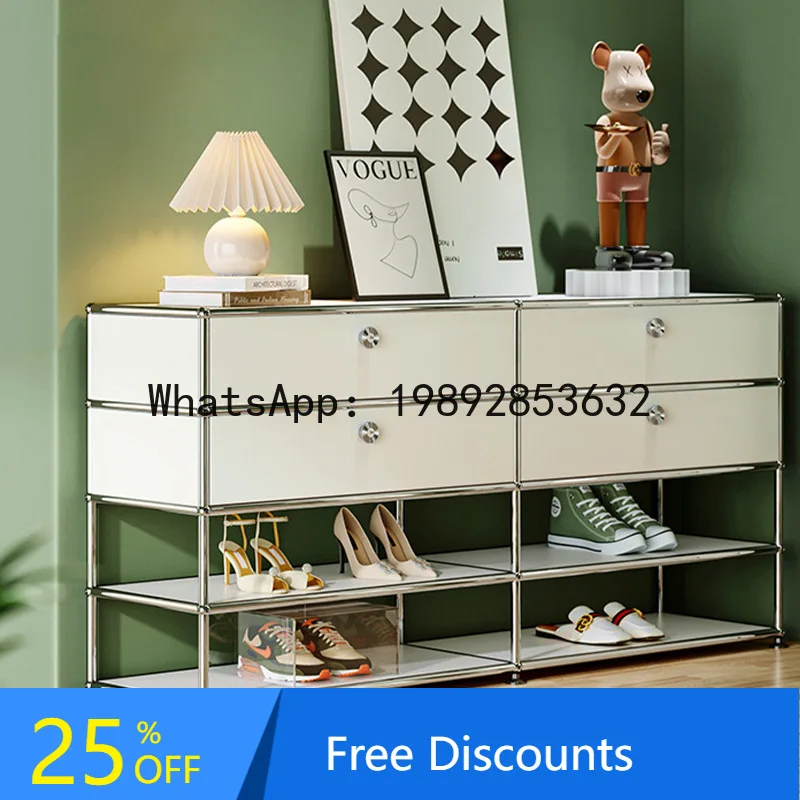 

YFY Shoe Luxury High-End Stainless Steel Chest of Drawers Ins Style Storage Cabinet Combination Minimalist Organizer