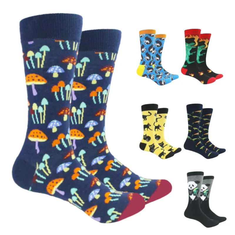 1 par de calcetines novedosos de animales con dinosaurio alienígena, Pug, Panda, flamenco, Cactus y estampado de monopatín para hombres y mujeres, Unisex, EU 37-44