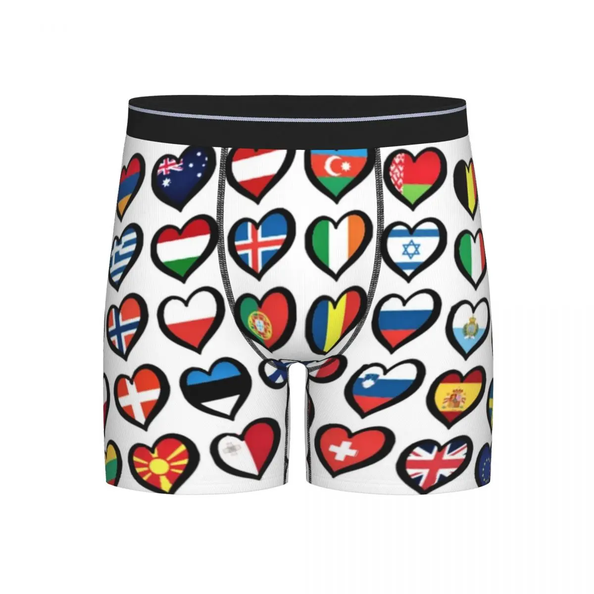 

Длинные трусы-боксеры, шорты, конкурс Евровидения, флаги с сердечками, мужские удобные трусы, мужское нижнее белье, подарок бойфренду
