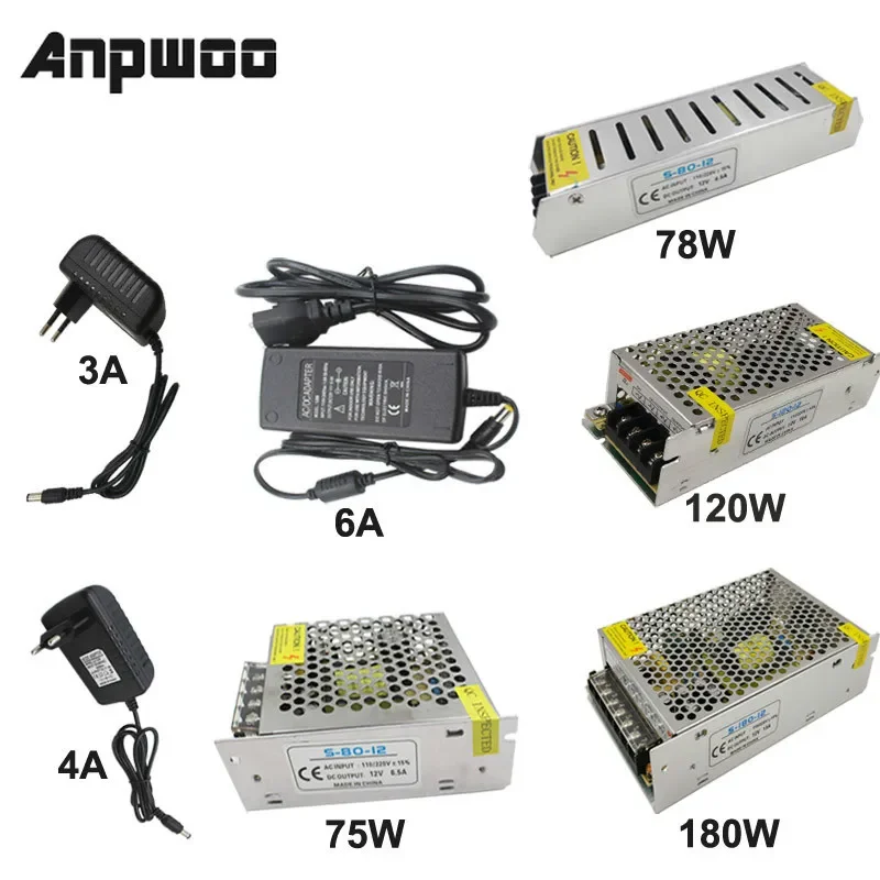 ANPWOO Won 12V 2A 3A 6A 6.5A 10A 15A 25A 30A 33A DC Switch Switching 24W 75W 120W 180W 300W 360W 400W  Power Supply Driver