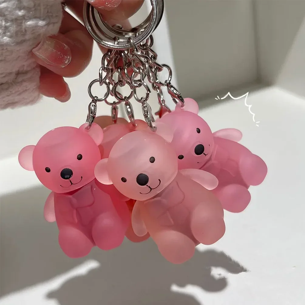 Waterproof Cute Bear Keychain Lip Gloss Lip Mud Long Lasting Non-Stick Cup Matte Nude Red Brown Lip Glaze Tint Korean Cosmetics