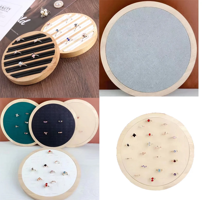 

Round 92 Solts Rings Display Tray Wood Earrings Ring Storage Plat Jewelry Organizer Personal Jewelry Holder