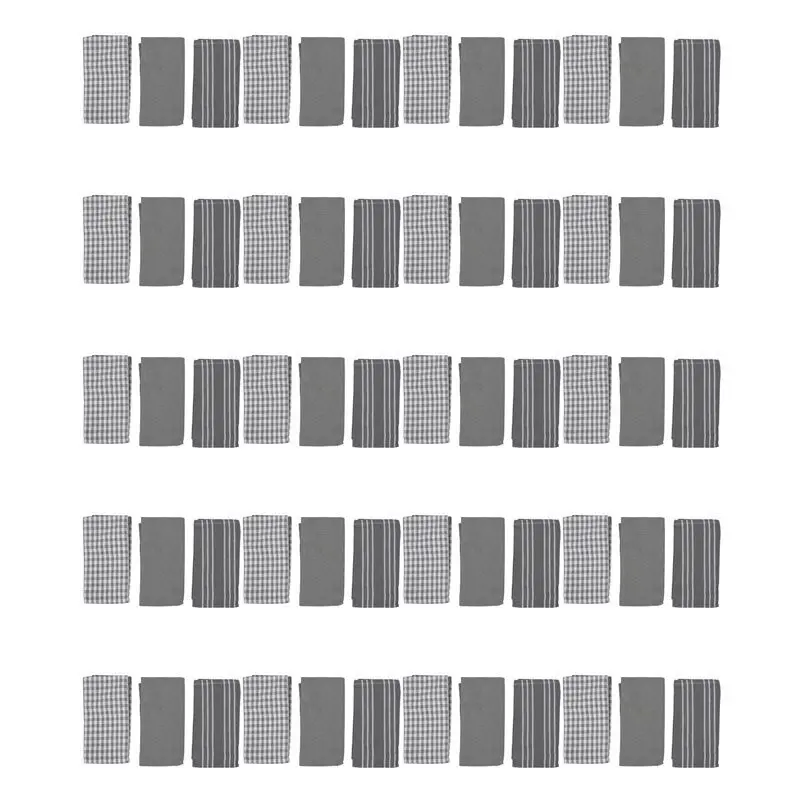 

ABDJ-Classic Kitchen Towels, 100% Natural Cotton, The Best Tea Towels, 18 X 25 Inch, 60 Pack, White With Grey Stripe