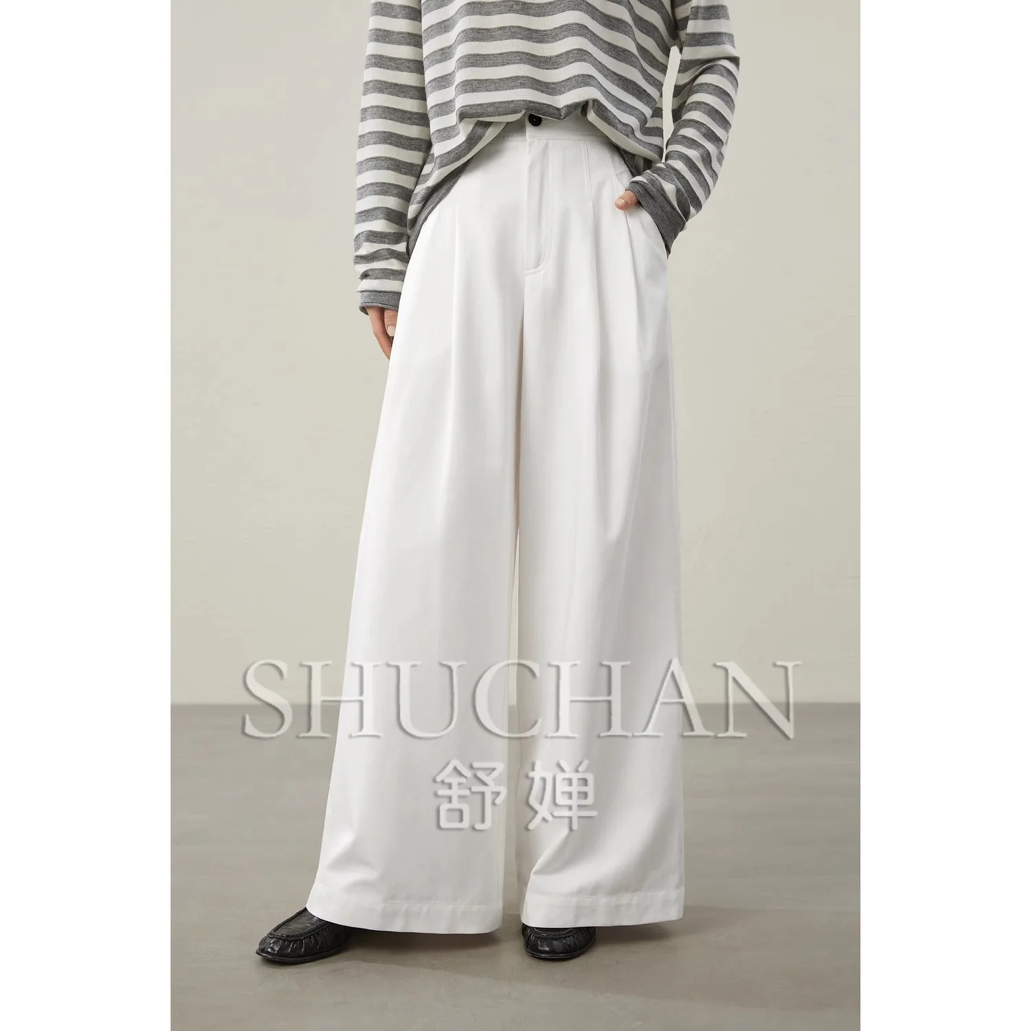 Loose High Intelligence Style, Lyocell Cotton, Simple Versatile and Thin Casual Wide-leg Pants 25 Spring Trousers Women