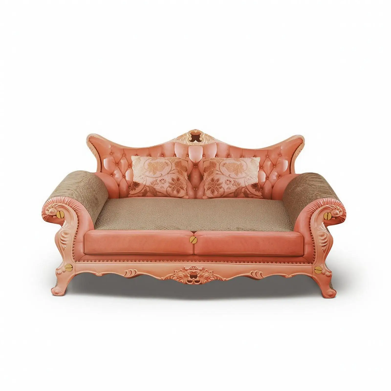 Kitty Cat Scratching Sofa Lounge Bed with Rolled Armrests for Napping Scratching Playtime Corrugated Cardboard Eco Friendly Pet