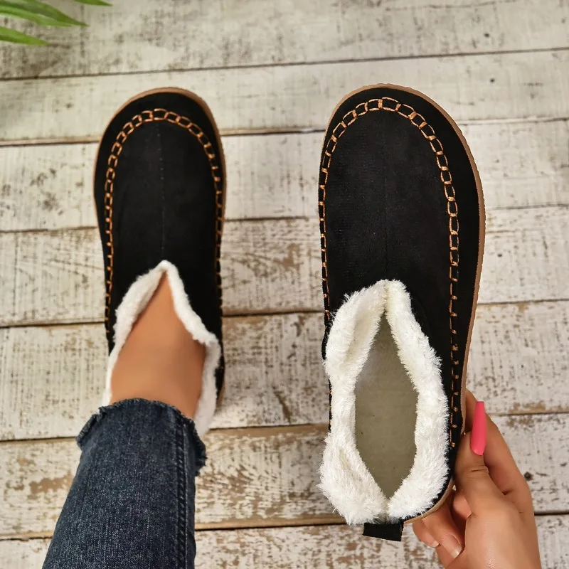 2024Winter Warm and Comfortable Snow Boots Women's Snow Boots Comfortable Casual Short Plush Flat Women's Shoes Zapatos De Mujer