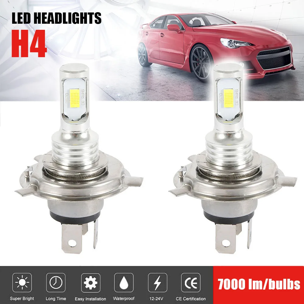 2 шт., автомобильные лампы H4 H7, 6000K, лм